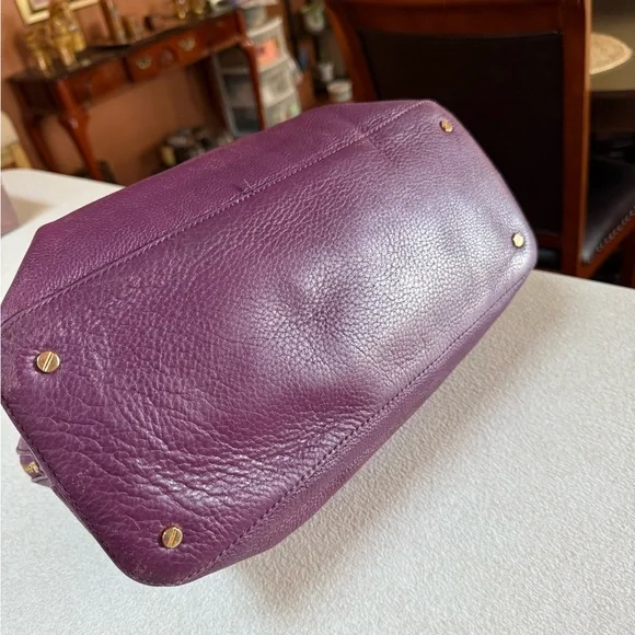 Tory Burch Purple and Gold Shoulder Bag with Logo Medallion - Picture 10 of 14